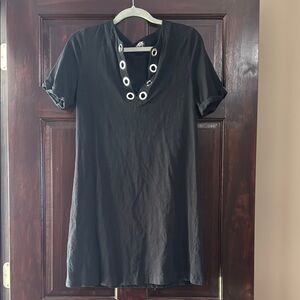 Lisa Todd Black Short Sleeve Cover-Up with Grommet Detail